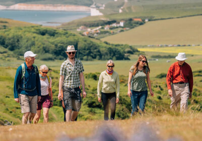 Ramblers on a walk through the countryside