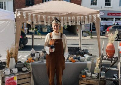 Ceramicist Lucy Burns, 24, hard at work at Bridport Market