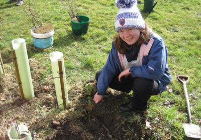 Youngsters at work at the Hayricks amenity area in Stoborough