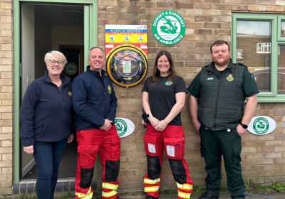 A LIFE-SAVING defibrillator has been installed at Dorset & Somerset Air Ambulance’s office in Wimborne.