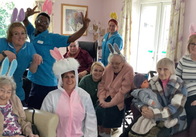 Team members and residents at Care South’s Dorset House bought toys for children who attend Muddy Boots Nursery School.