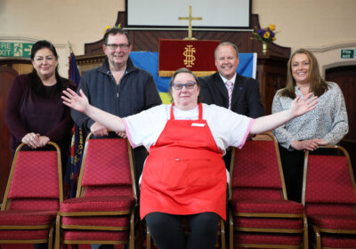 Back row, from left to right, Leanne Adimi from Douch Family Funeral Directors, Deacon Jonathan Martin from the church, Jonathan Stretch and Marcella McDonagh from Douch Family Funeral Directors and in front, Zoe Grimley