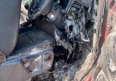 A CAR dashboard caught fire on a busy Dorchester road.
