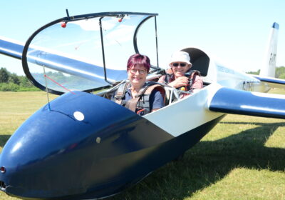 Alison Cronin trying out a seat. Pictures: Martin Best/Dorset Gliding Club