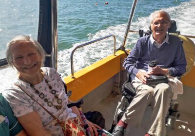 Ted and Dulcie on the water in Wareham