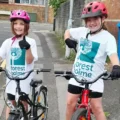 Macy and Pippa get on their bikes for Forest Holme Hospice Charity