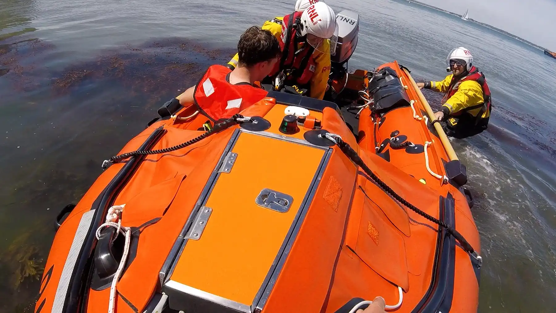 Amazingly, the teen suffered only minor injuries after the 60ft fall. Pictures: RNLI