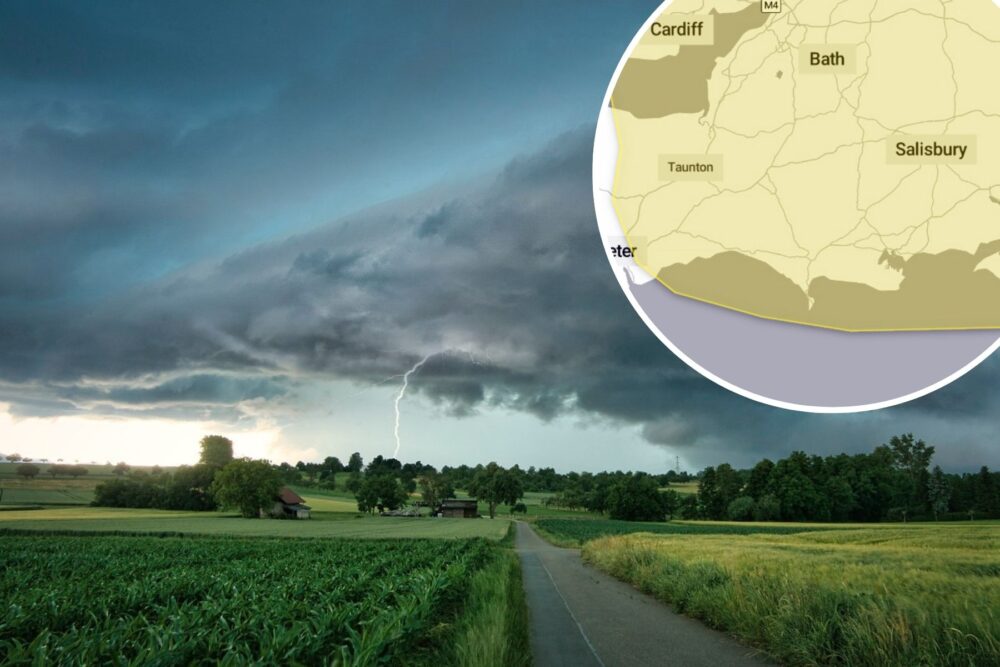 Storms are set to hit Somerset, Wiltshire and Dorset in the next 24 hours. Pictures: Met Office/Pixabay