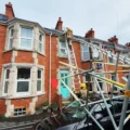 The scaffolding collapsed in Osborne Road, Swanage, this morning. Picture: Swanage Fire Station