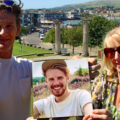 Vicki and Jonathan Searle holding a photograph of Henry Searle at the memorial concert venue in Prince Albert Gardens in Swanage Picture: Andrew P.M. Wright