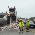 The lorry tipped rubbish out in a Swanage street to tackle the fire. Pictures: Swanage Fire Station