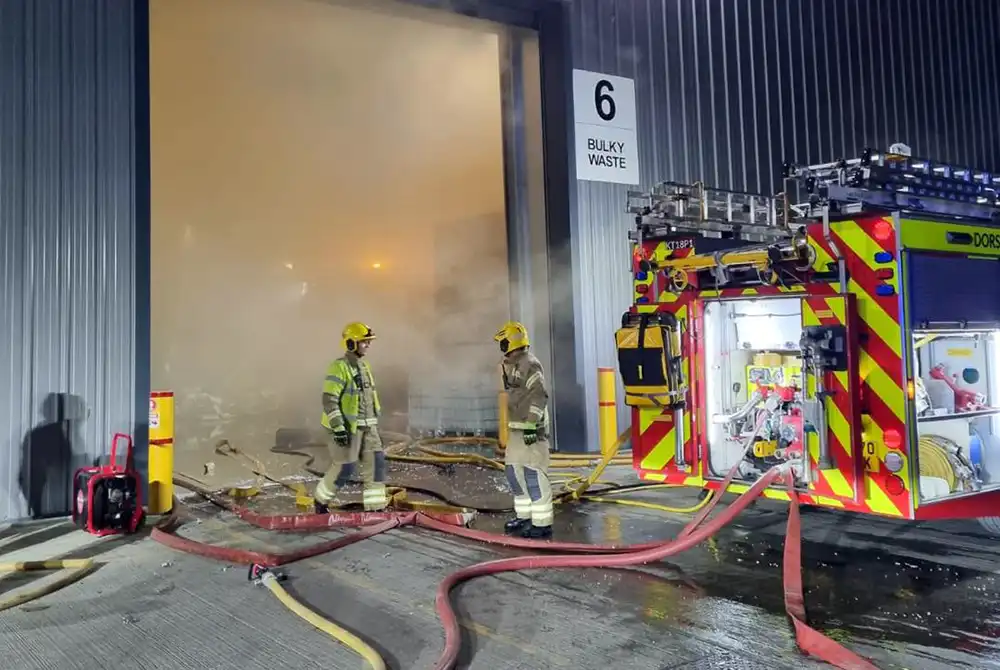 Fire crews at the site, in Ling Road, Poole. Picture: Poole Fire Station