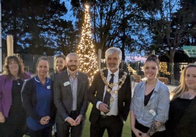 Poole Mayor pictured with the Marjorie House team at the Christmas lights switch-on Picture: Care South