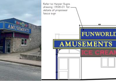 The current signs compared to the ones proposed by J. Holland and Sons Pictures: Salmon Planning Company