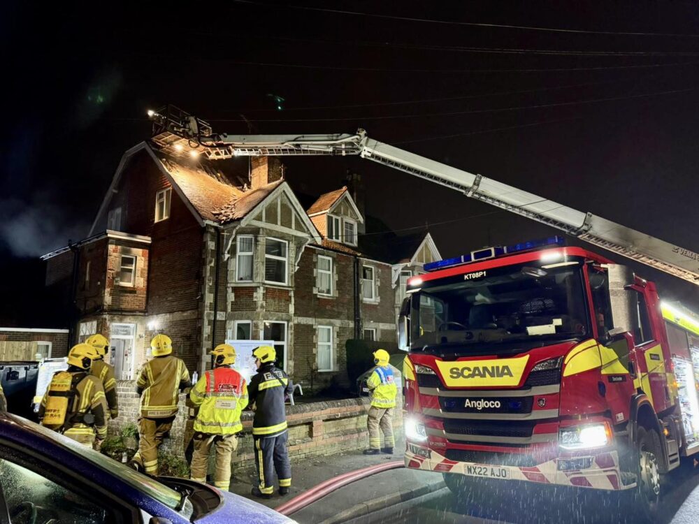 Around 50 firefighters tackled the blaze in Dorchester. Picture: DWFRS