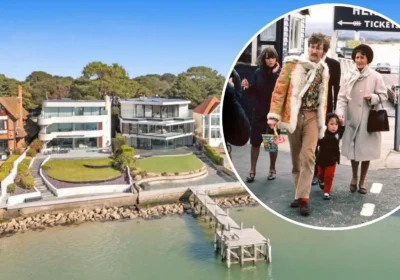 Imagine, in Sandbanks, is for sale and the former home on the site was visited by Beatle, John Lennon, inset with Aunt Mimi and son Julian. Pictures: Luxury & Prestige