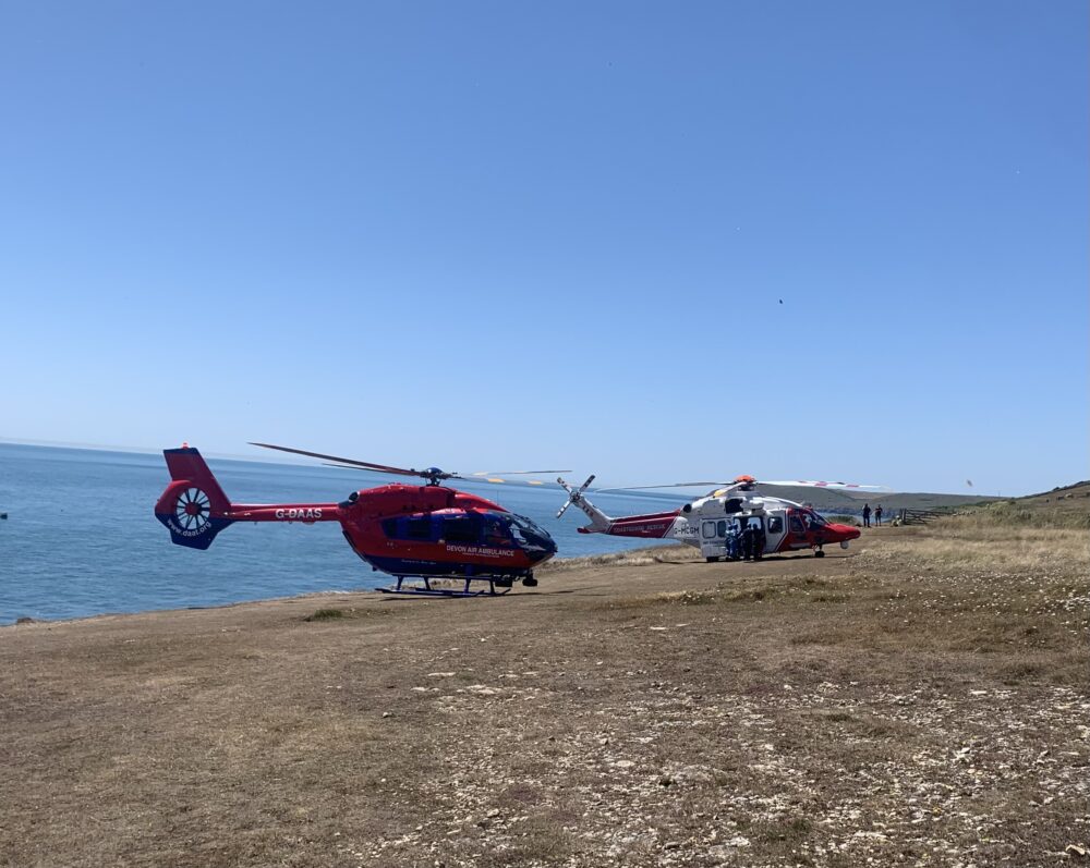 Anvil Point became quite busy as various crews worked together to rescue the man Picture: Swanage Coastguard