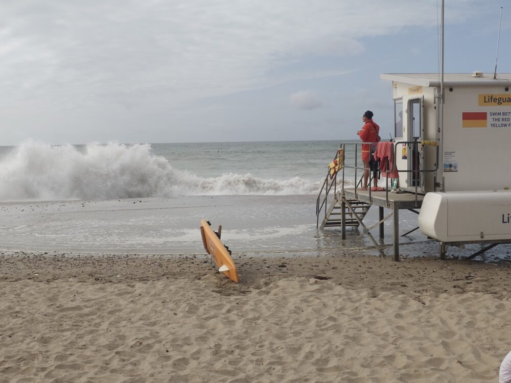 The coastline has seen waves breaking with force Picture: Poole Coastguard Rescue Team
