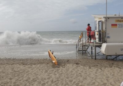 The coastline has seen waves breaking with force Picture: Poole Coastguard Rescue Team