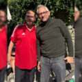 Gary Lineker posing with staff at The Greyhound Inn Picture: The Greyhound Inn