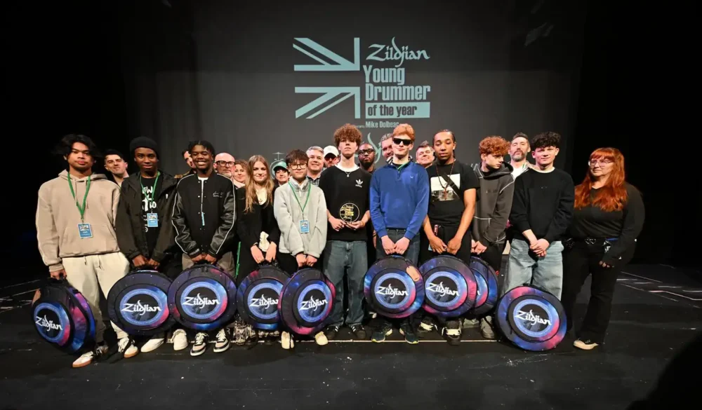 Finalists and judges at the 2025 drummer of the year competition in Poole