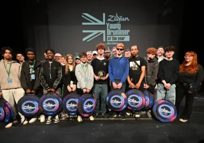 Finalists and judges at the 2025 drummer of the year competition in Poole