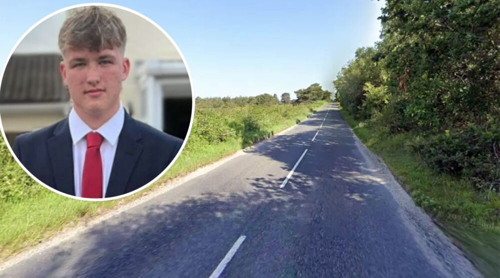 Joshua Blake, inset, was killed in a crash on Morden Road, near Wareham, on February 18. Picture: Family handout/Dorset Police